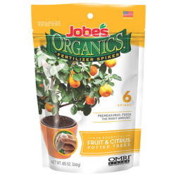 Bag of 6 Jobe's Organics fertilizer spikes for container grown fruit and citrus trees