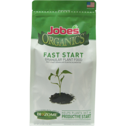 4 pound bag of Jobe's Organics fast start granular plant food.