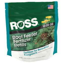 bag of 36 refills of Ross root feeder fertilizer for evergreens