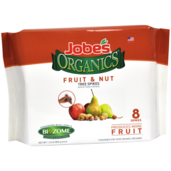 Package of 8 Jobe's Organics fruit and nut tree spikes.
