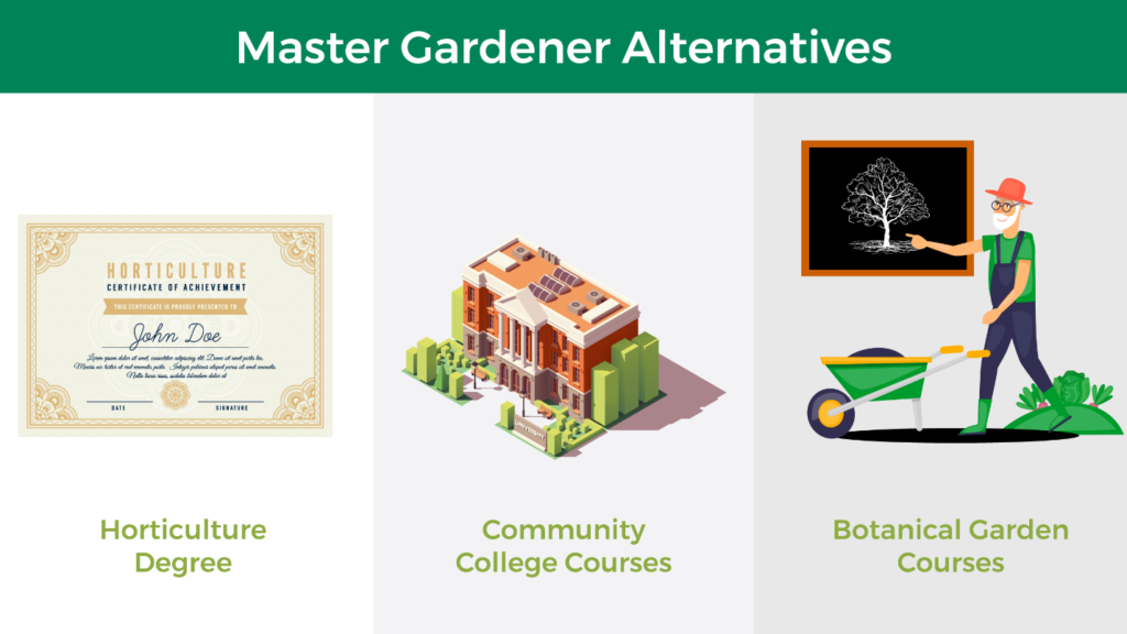 master gardener alternatives, including a horticulture degree and botanical garden and community college courses