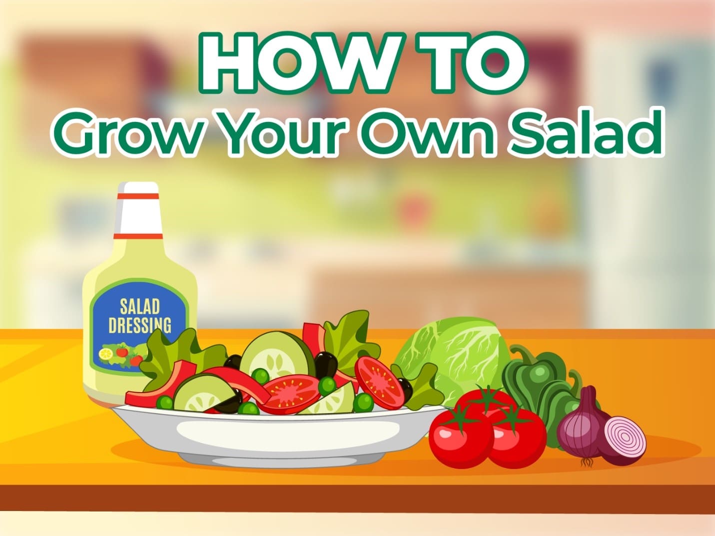 salad on table surrounded by fresh vegetables