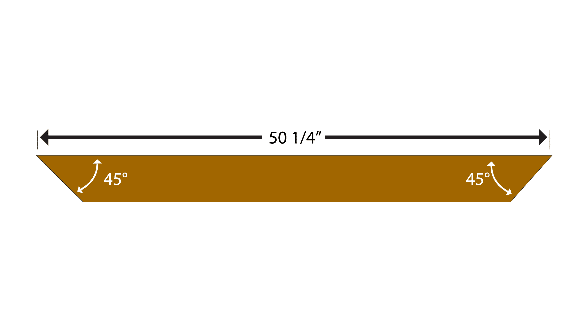 Diagram of greenhouse rafters showing 50 1/4" length and 45 degree angles.